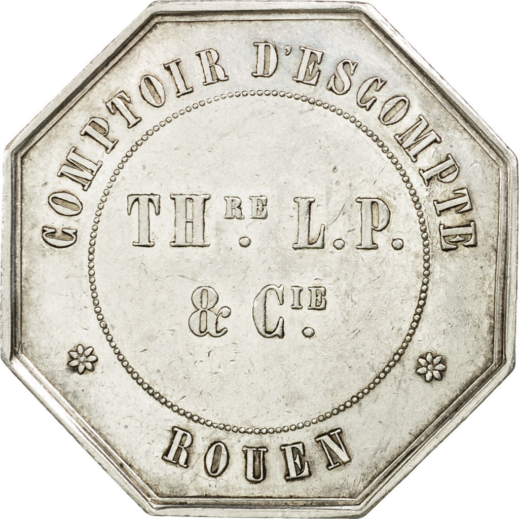 France, Token, Comptoir d'Escompte de Rouen, 1854, Hamel, AU(55-58), Silver