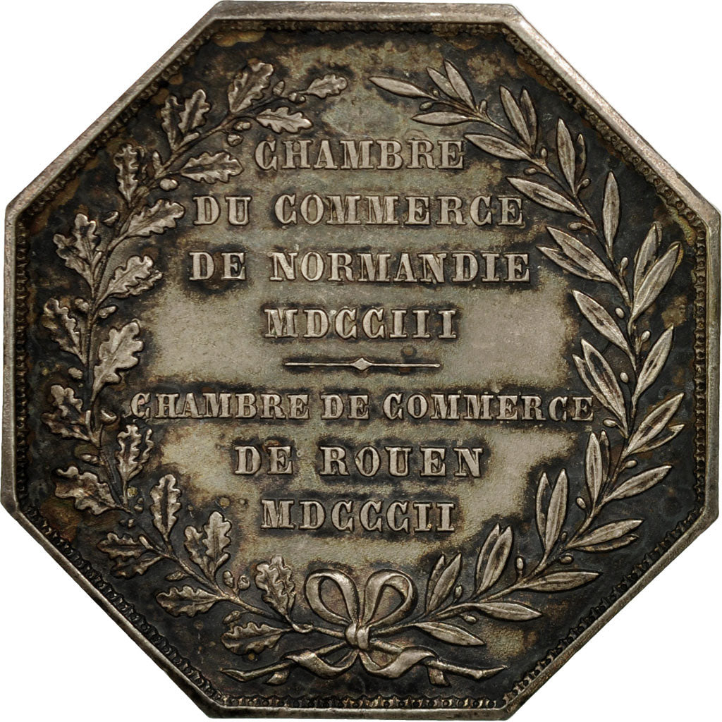 France, Token, Chambre de Commerce de Rouen, 1802, Lecomte, AU(50-53), Silvered