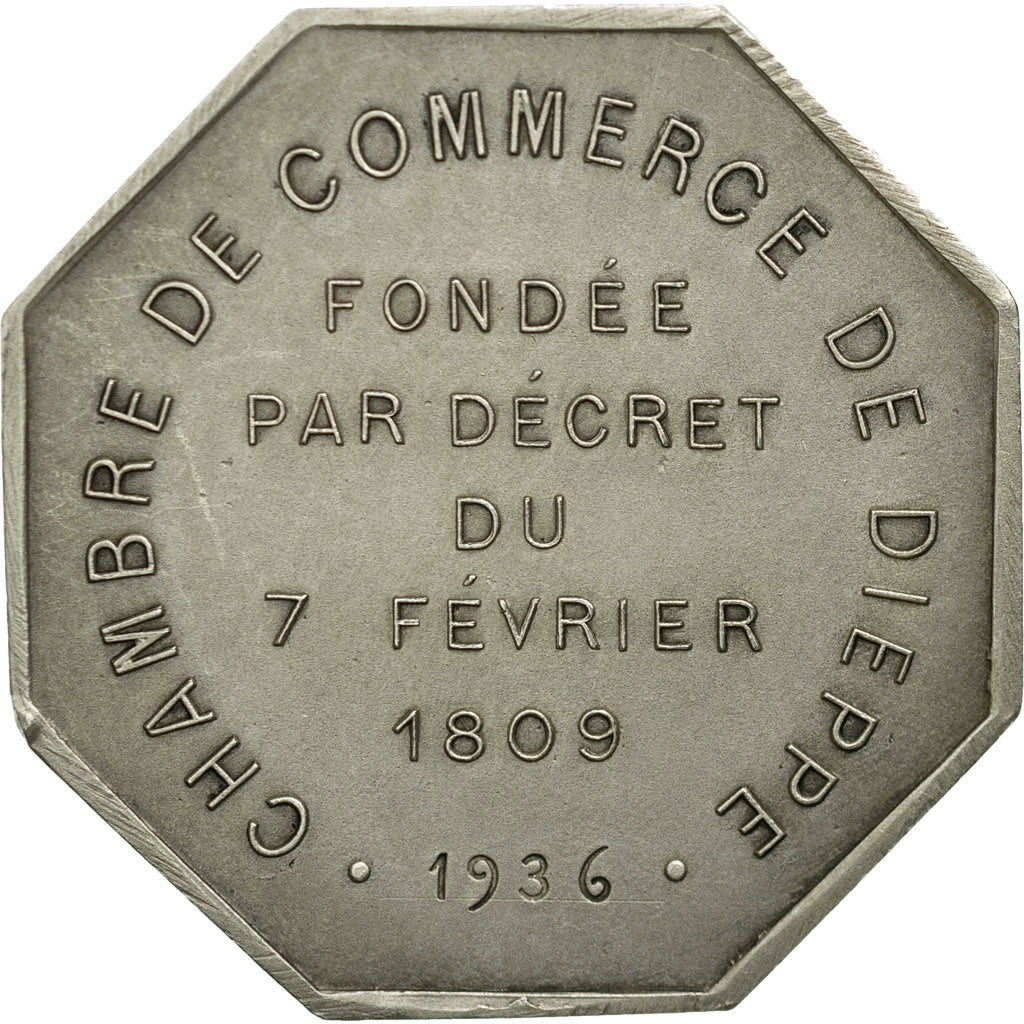 France, Token, Chambre de Commerce de Dieppe, 1936, AU(55-58), Silver