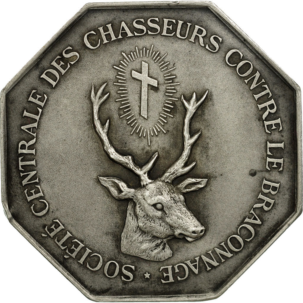 France, Token, Lutte contre le braconnage, 1909, MS(60-62), Silver