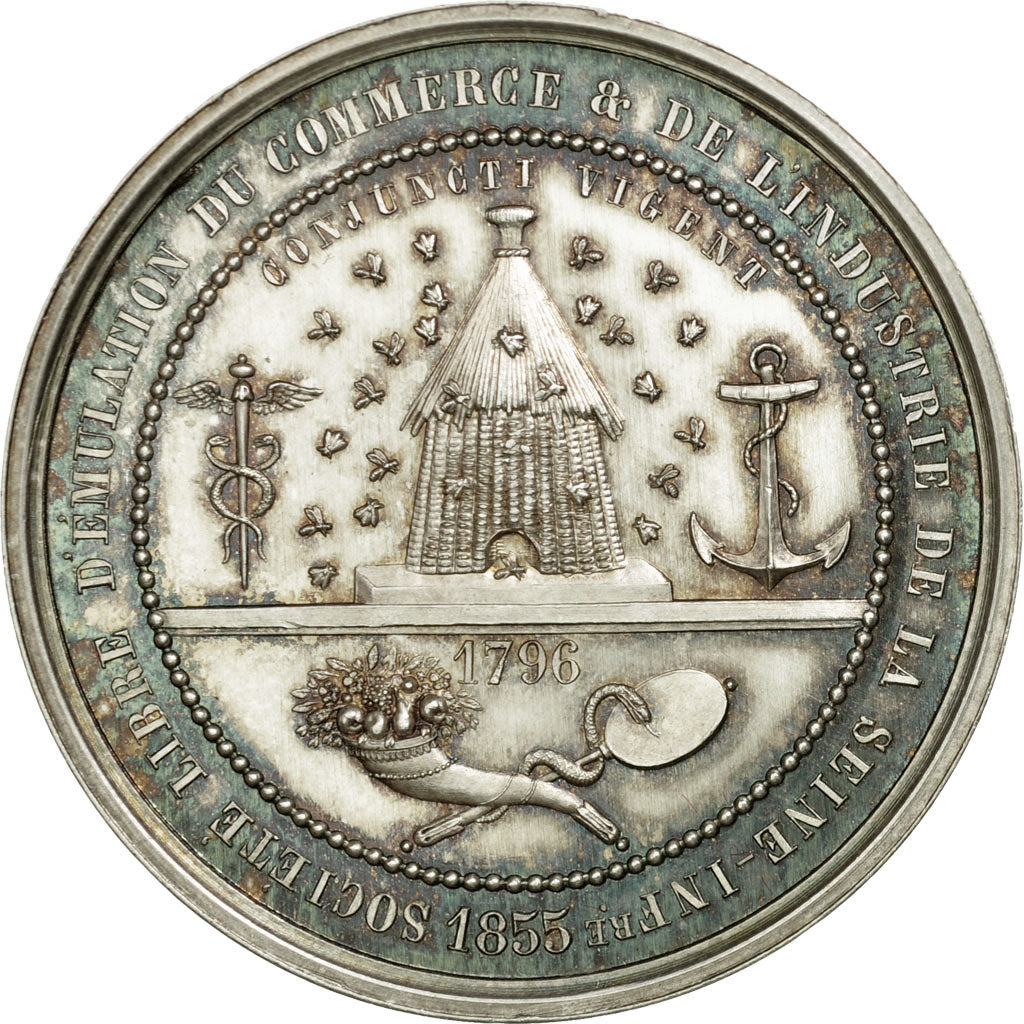 France, Jeton, Société d'Emulation, Commerce et Industrie, Seine Inf., 1855