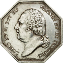 France, Token, Louis XVIII, Tribunal de Paris, 1823, Barre, AU(55-58), Silver