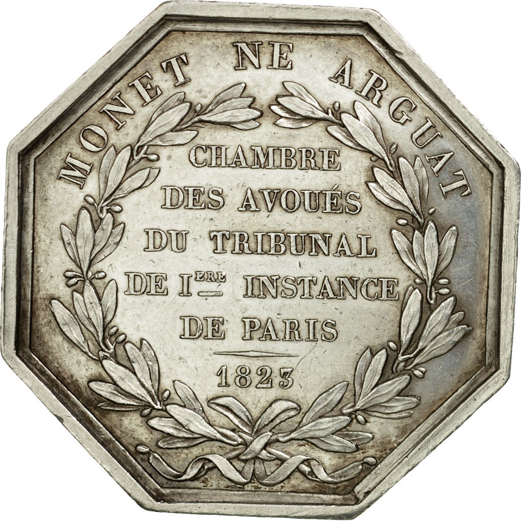 France, Token, Louis XVIII, Tribunal de Paris, 1823, Barre, AU(55-58), Silver