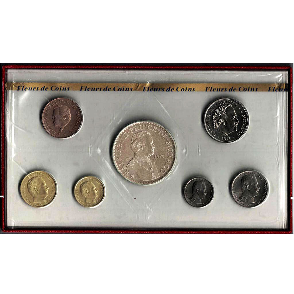 Monaco, Rainier III, Mint Set, 1975