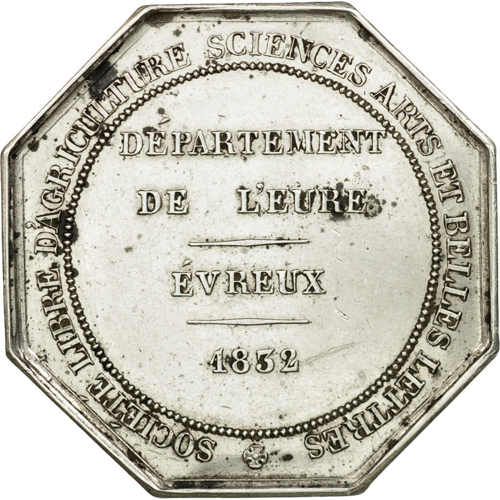 France, Token, Louis-Philippe, Académie de Normandie, Evreux, 1832, Caqué