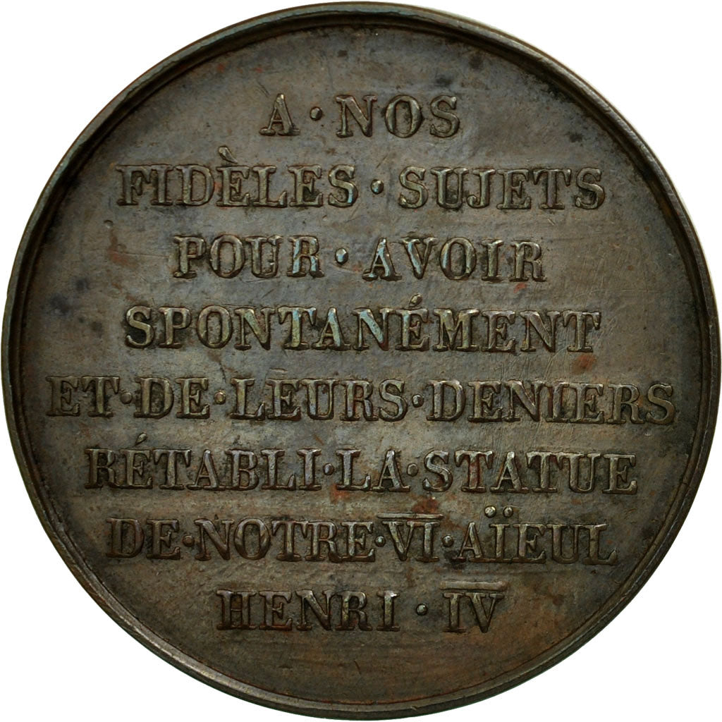 France, Token, Louis XVIII, Rétablissement de la statue d'Henri IV, 1817