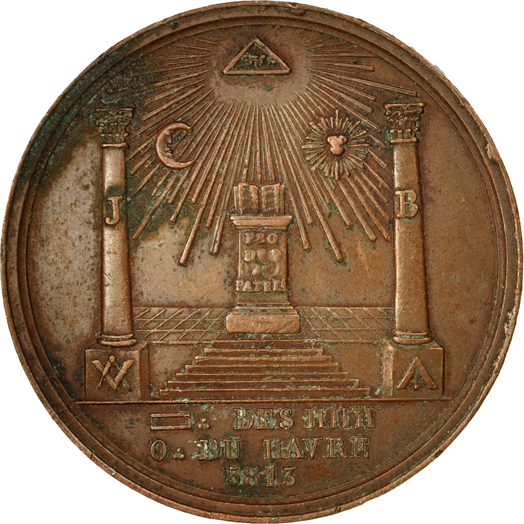 France, Token, Masonic, Loge des HHH, Orient du Havre, 1813, Coquardon