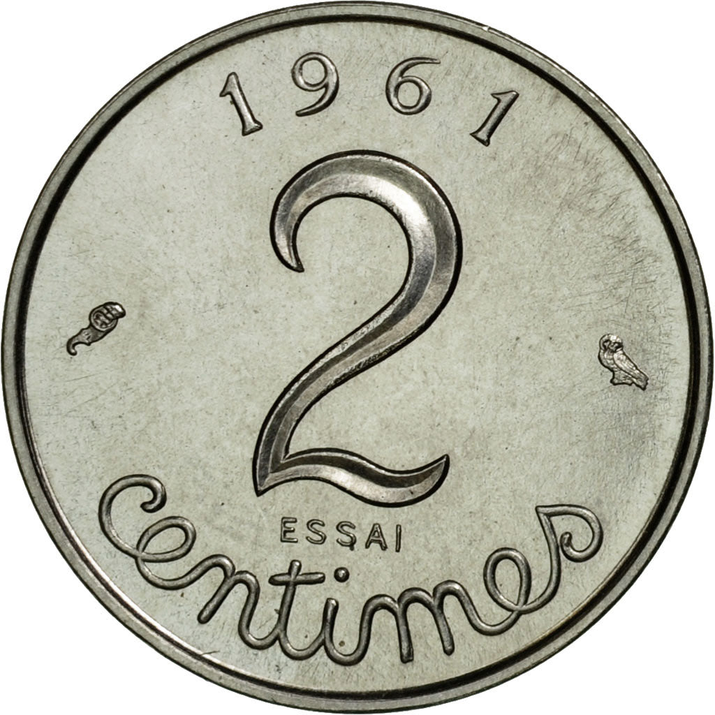Coin, France, Épi, 2 Centimes, 1961, Paris, ESSAI, MS(63), Chrome-Steel