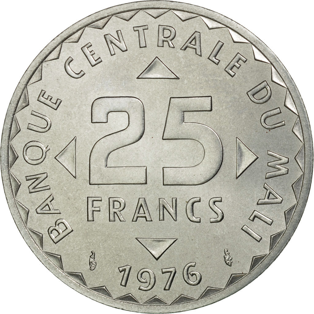 Coin, Mali, 25 Francs, 1976, Paris, ESSAI, MS(65-70), Aluminum, KM:E4
