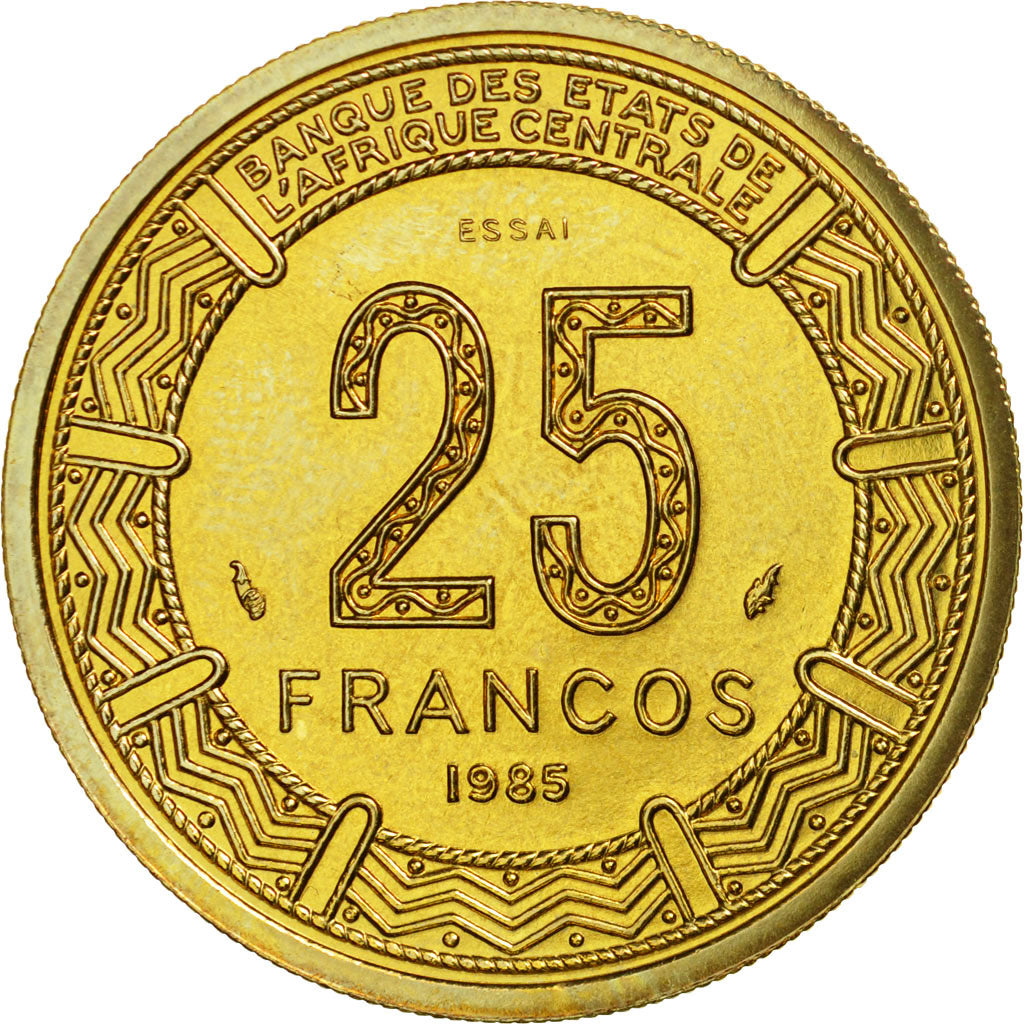 Coin, Equatorial Guinea, 25 Francos, 1985, Paris, ESSAI, MS(65-70)