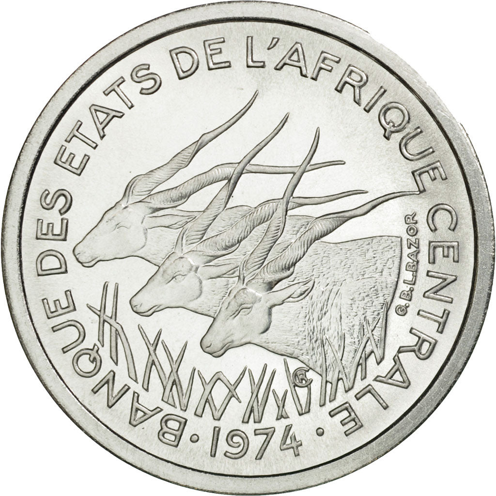 Coin, Central African States, Franc, 1974, Paris, ESSAI, MS(65-70), Aluminum