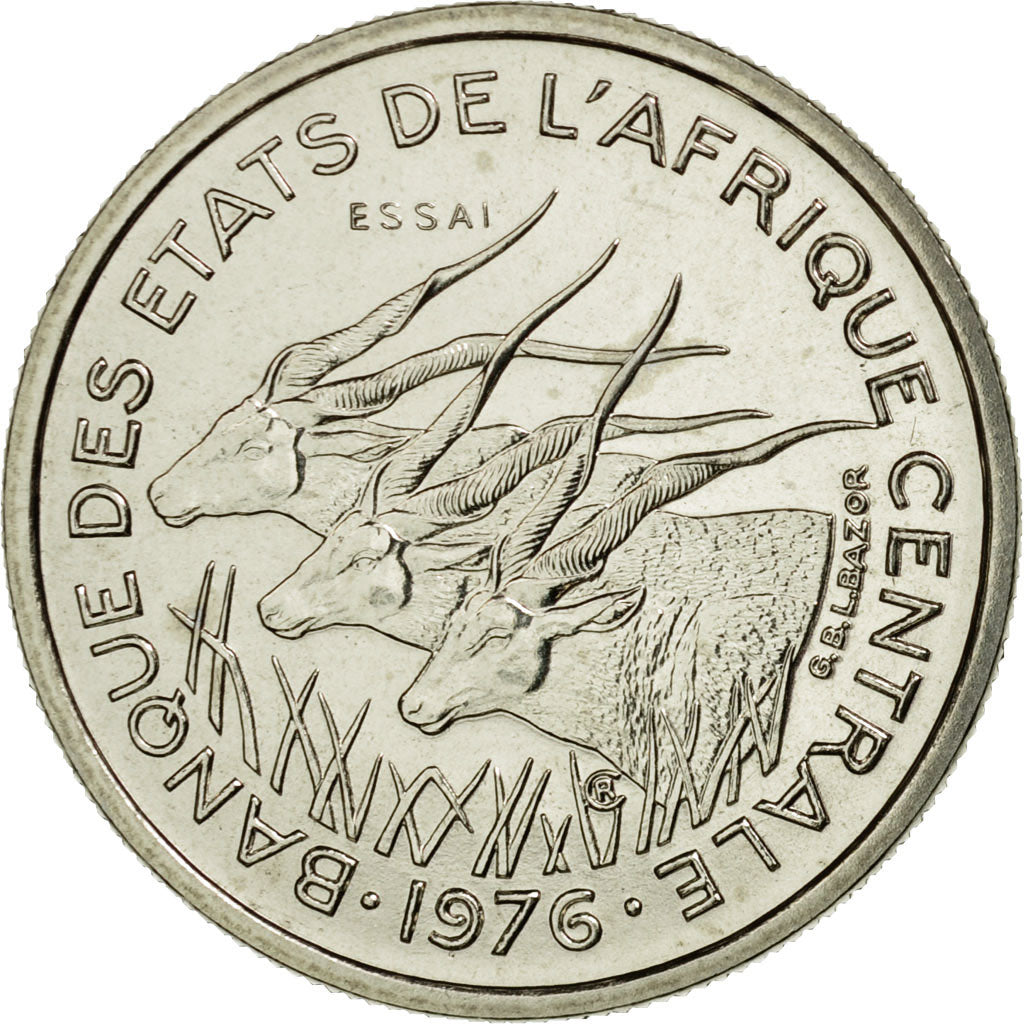 Coin, Central African States, 50 Francs, 1976, Paris, ESSAI, MS(65-70), Nickel