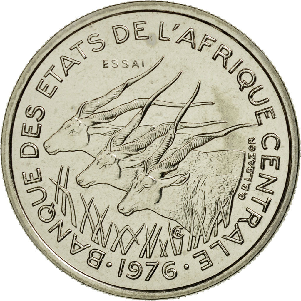 Coin, Central African States, 50 Francs, 1976, Paris, ESSAI, MS(65-70), Nickel