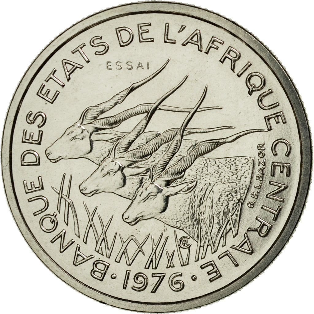 Coin, Central African States, 50 Francs, 1976, Paris, ESSAI, MS(65-70), Nickel