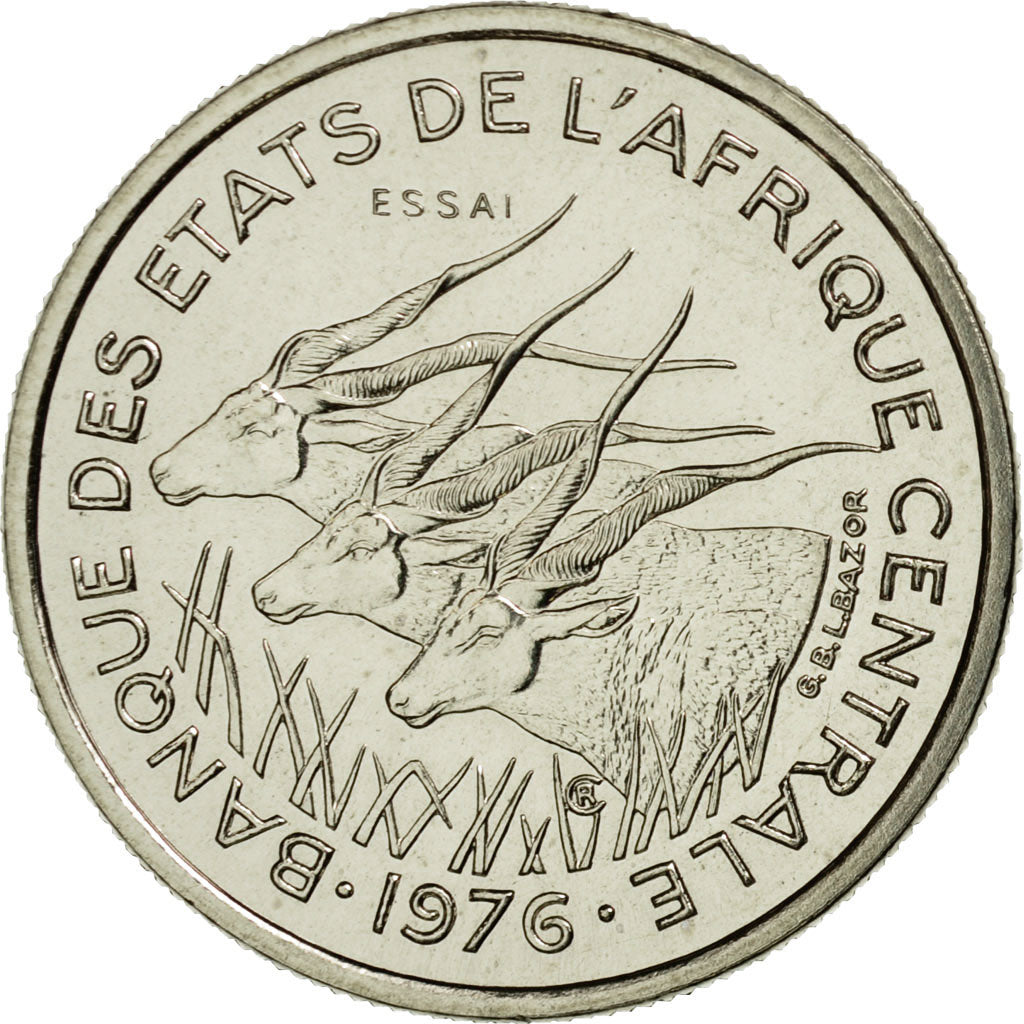 Coin, Central African States, 50 Francs, 1976, Paris, ESSAI, MS(65-70), Nickel