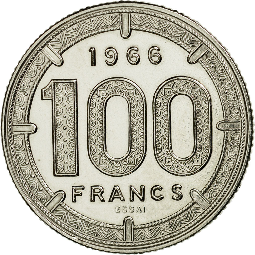 Coin, EQUATORIAL AFRICAN STATES, 100 Francs, 1966, Paris, ESSAI, MS(63), Nickel