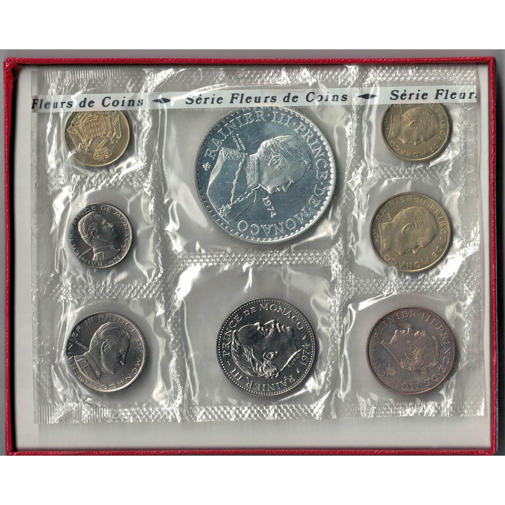 Monaco, Rainier III, Mint Set, 1974