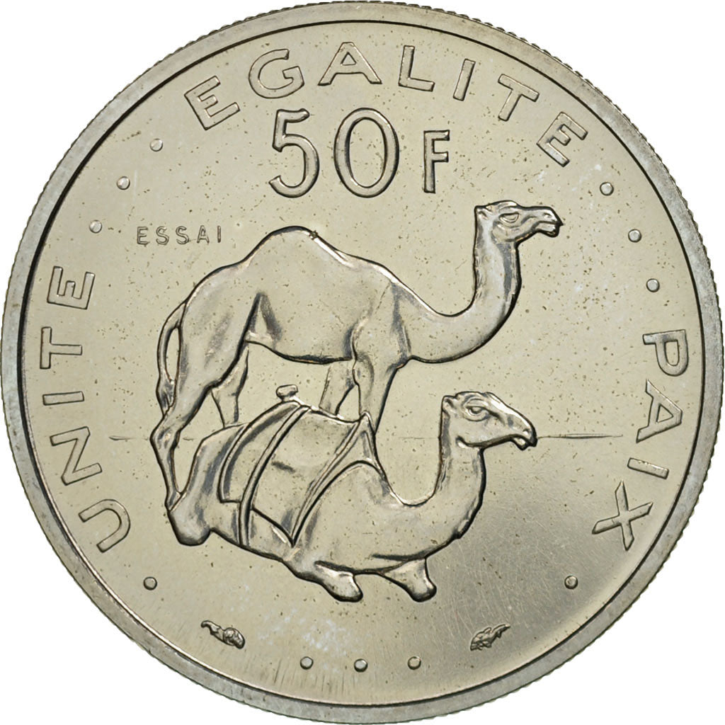 Coin, Djibouti, 50 Francs, 1977, Paris, ESSAI, MS(65-70), Copper-nickel, KM:E6