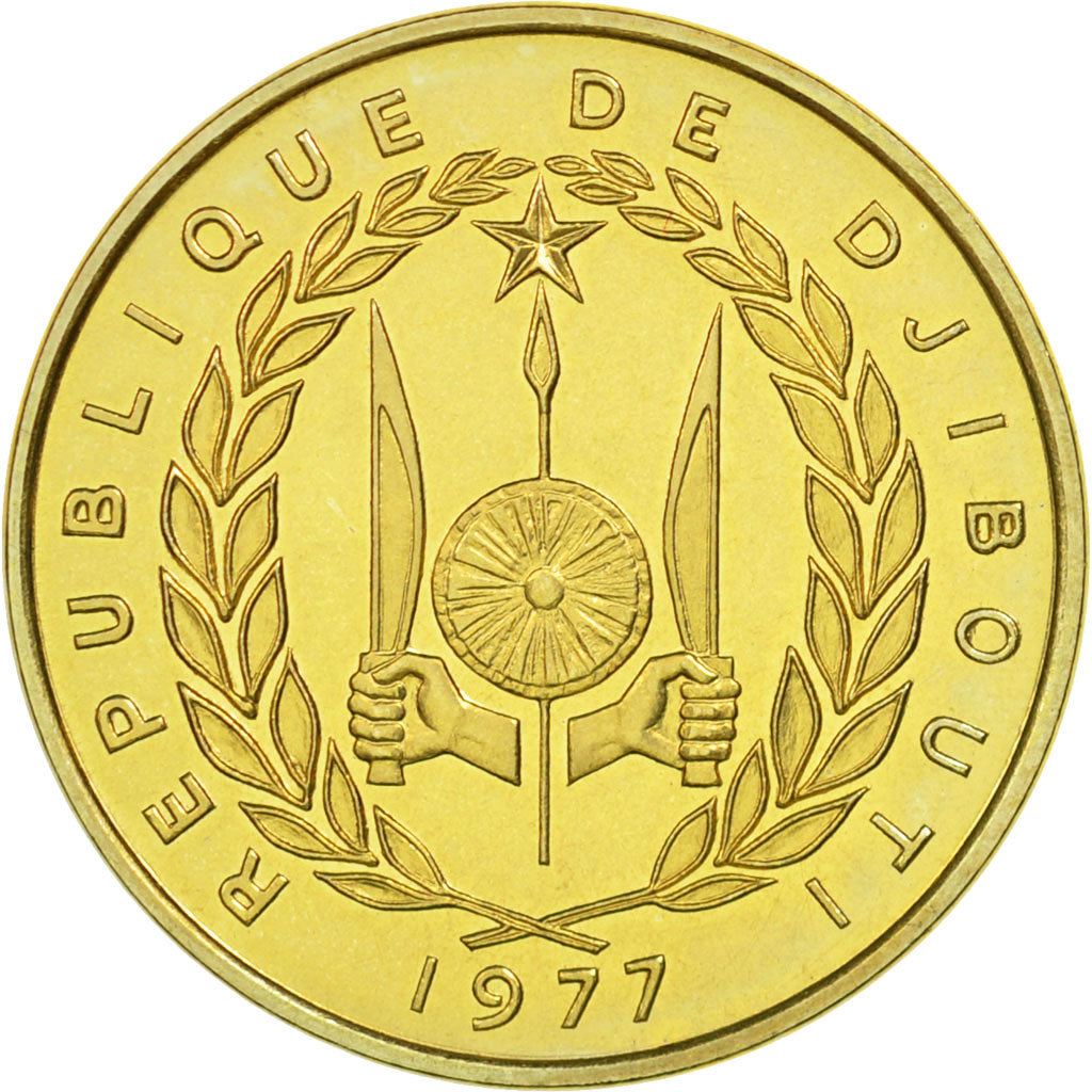 Coin, Djibouti, 20 Francs, 1977, Paris, ESSAI, MS(65-70), Aluminum-Bronze, KM:E5