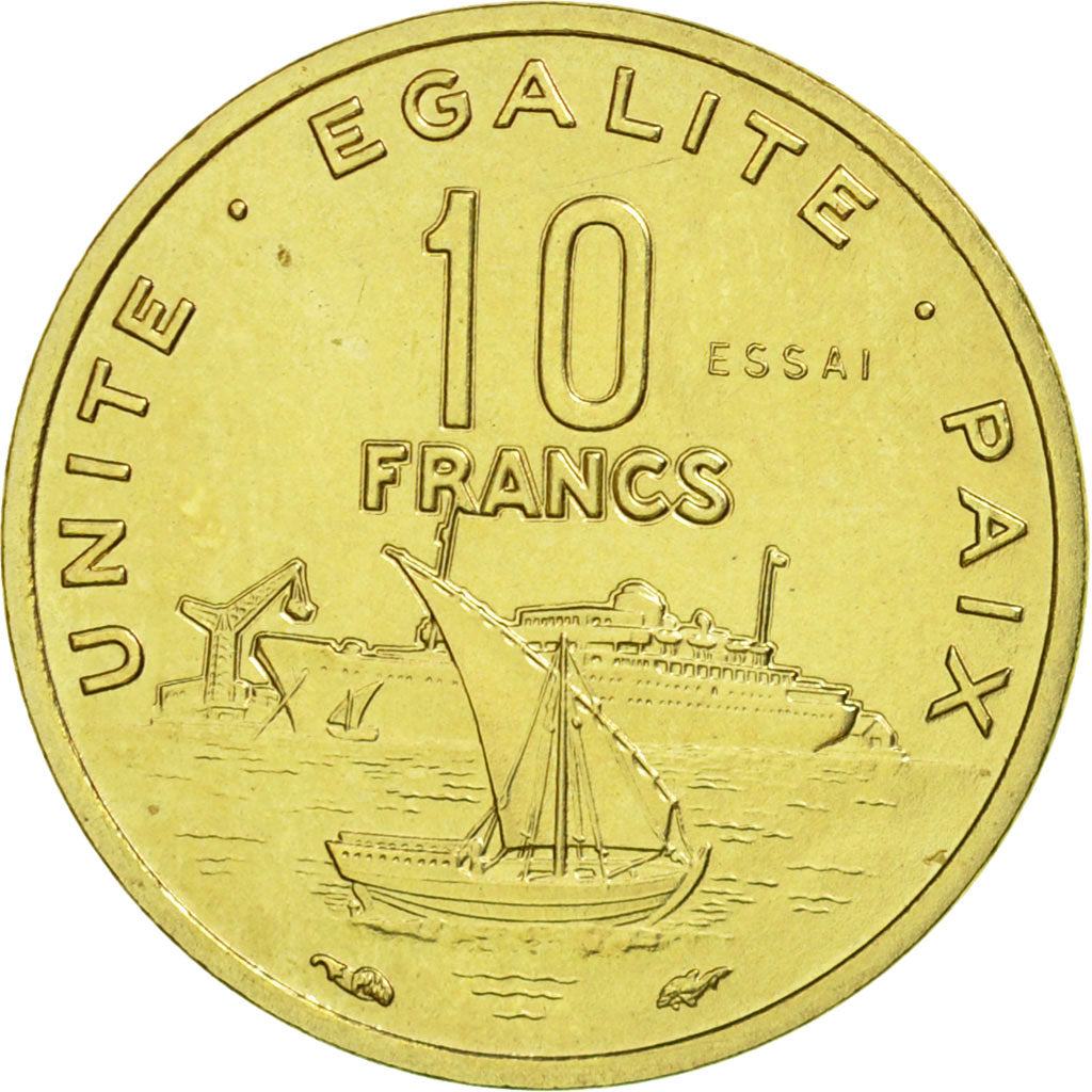 Coin, Djibouti, 10 Francs, 1977, Paris, ESSAI, MS(65-70), Aluminum-Bronze, KM:E4