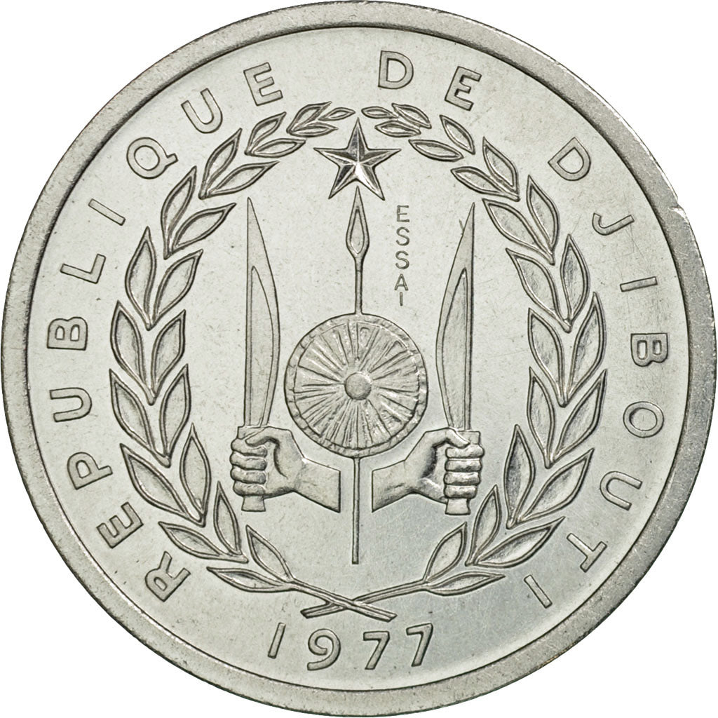 Coin, Djibouti, Franc, 1977, Paris, ESSAI, MS(65-70), Aluminum, KM:E1