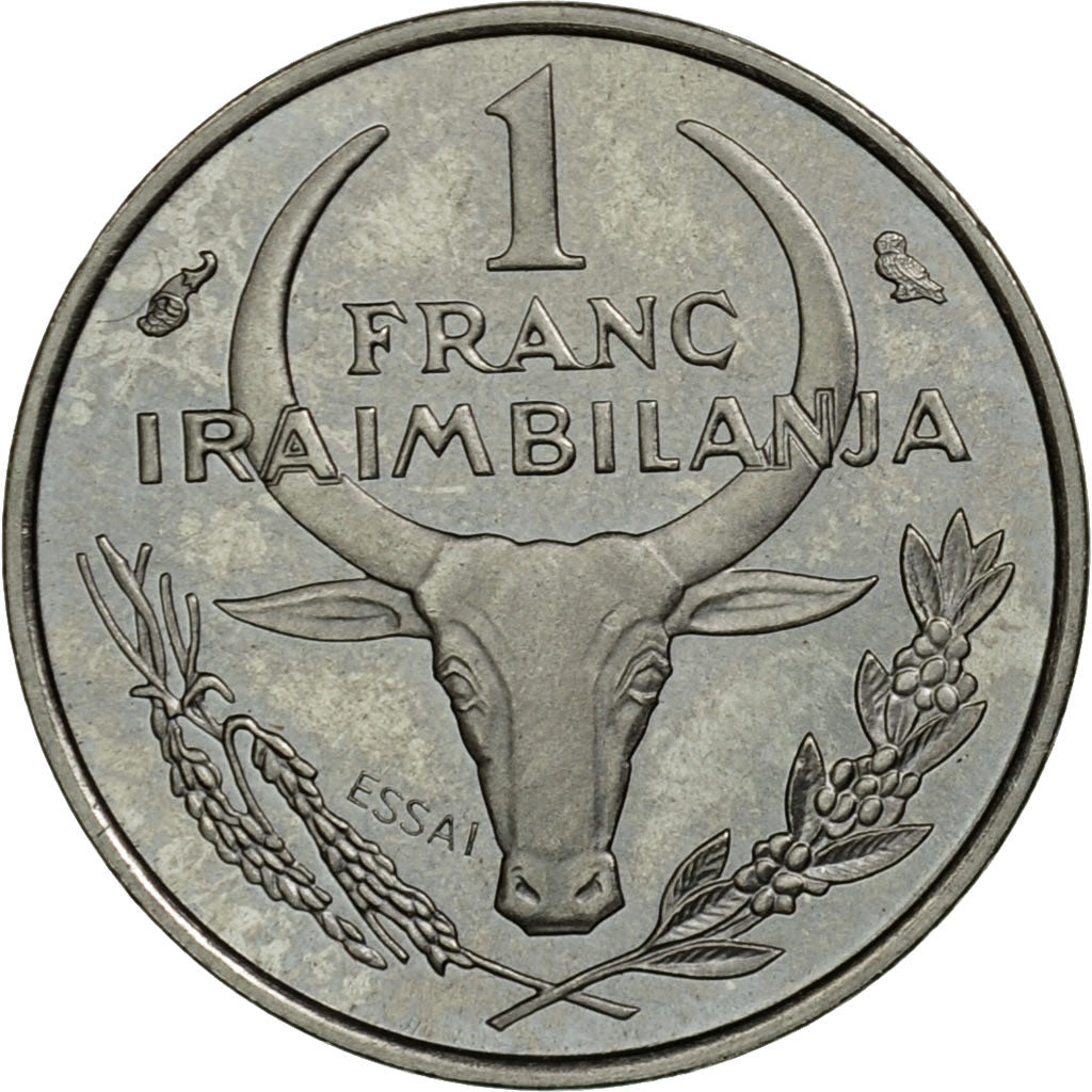 Coin, Madagascar, Franc, 1965, Paris, ESSAI, MS(65-70), Stainless Steel, KM:E6