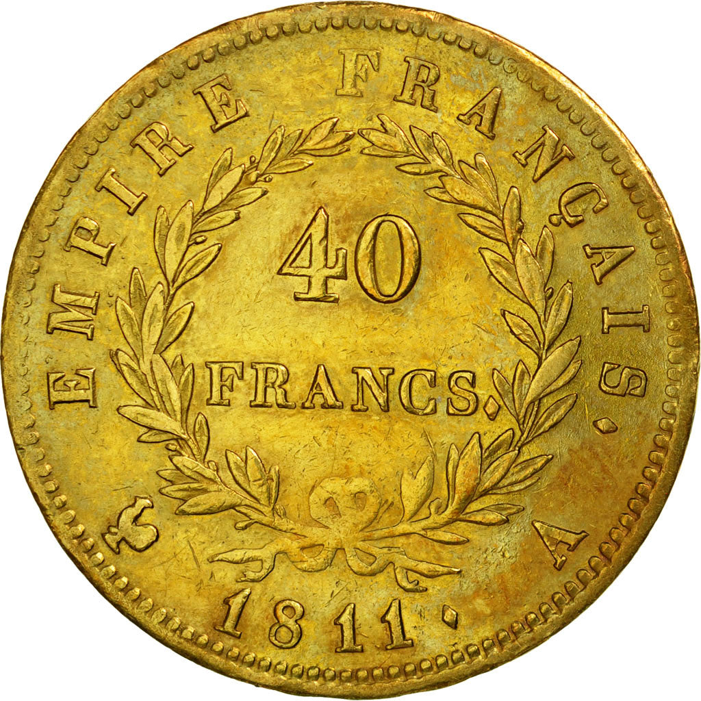 Moneta, Francia, Napoléon I, 40 Francs, 1811, Paris, BB, Oro, KM:696.1