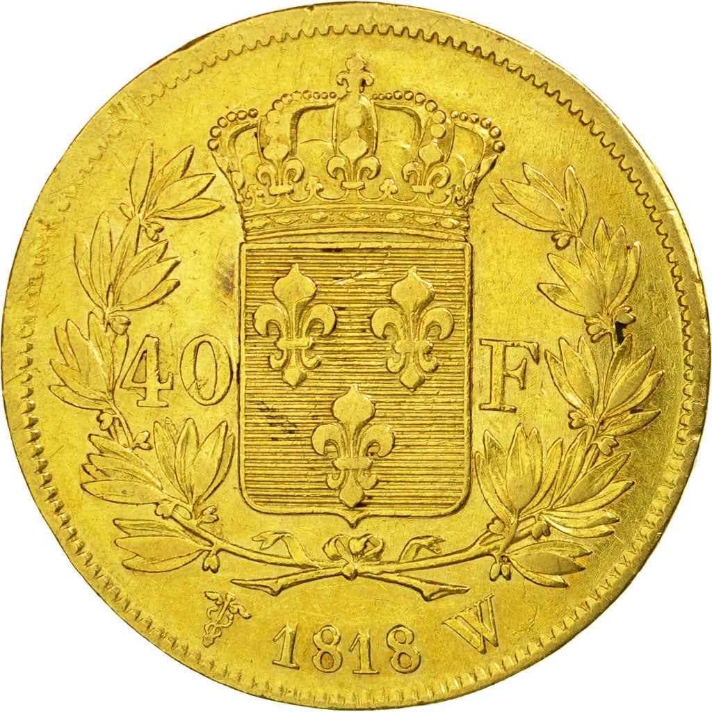 Moneta, Francia, Louis XVIII, Louis XVIII, 40 Francs, 1818, Lille, BB+, Oro