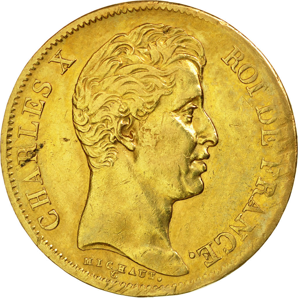 Moneta, Francia, Charles X, 40 Francs, 1830, Paris, BB, Oro, KM:721.1