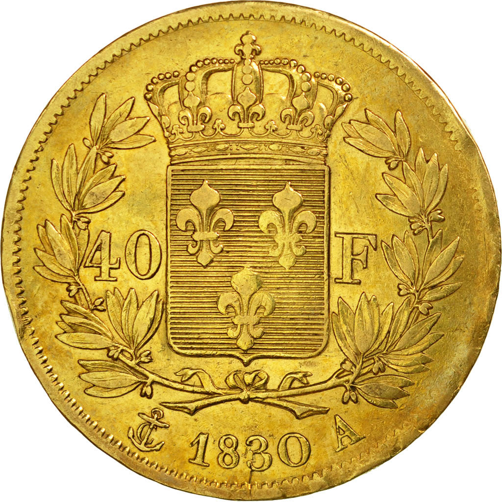 Moneta, Francia, Charles X, 40 Francs, 1830, Paris, BB, Oro, KM:721.1