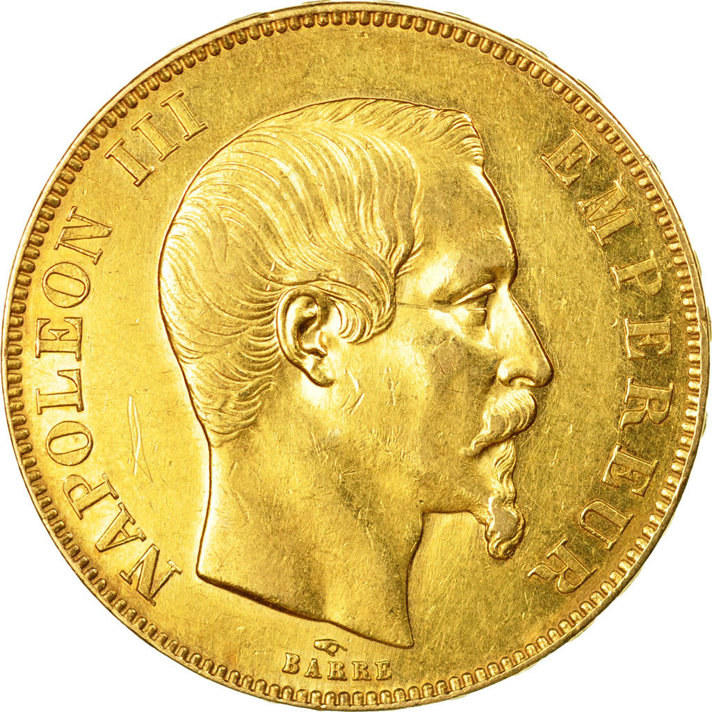 Moneda, Francia, Napoleon III, Napoléon III, 50 Francs, 1859, Paris, MBC+, Oro