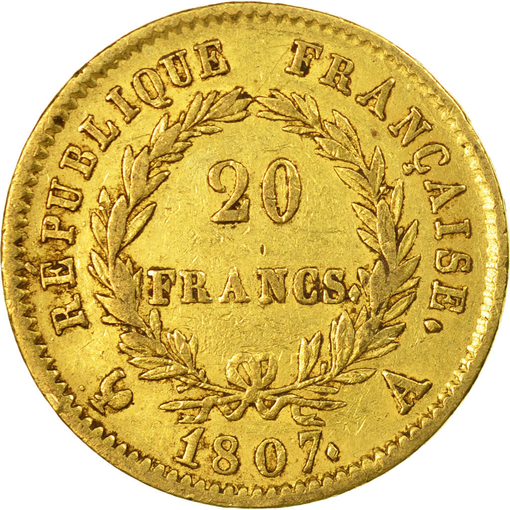 Münze, Frankreich, Napoléon I, 20 Francs, 1807, Paris, SS, Gold, KM:A687.1
