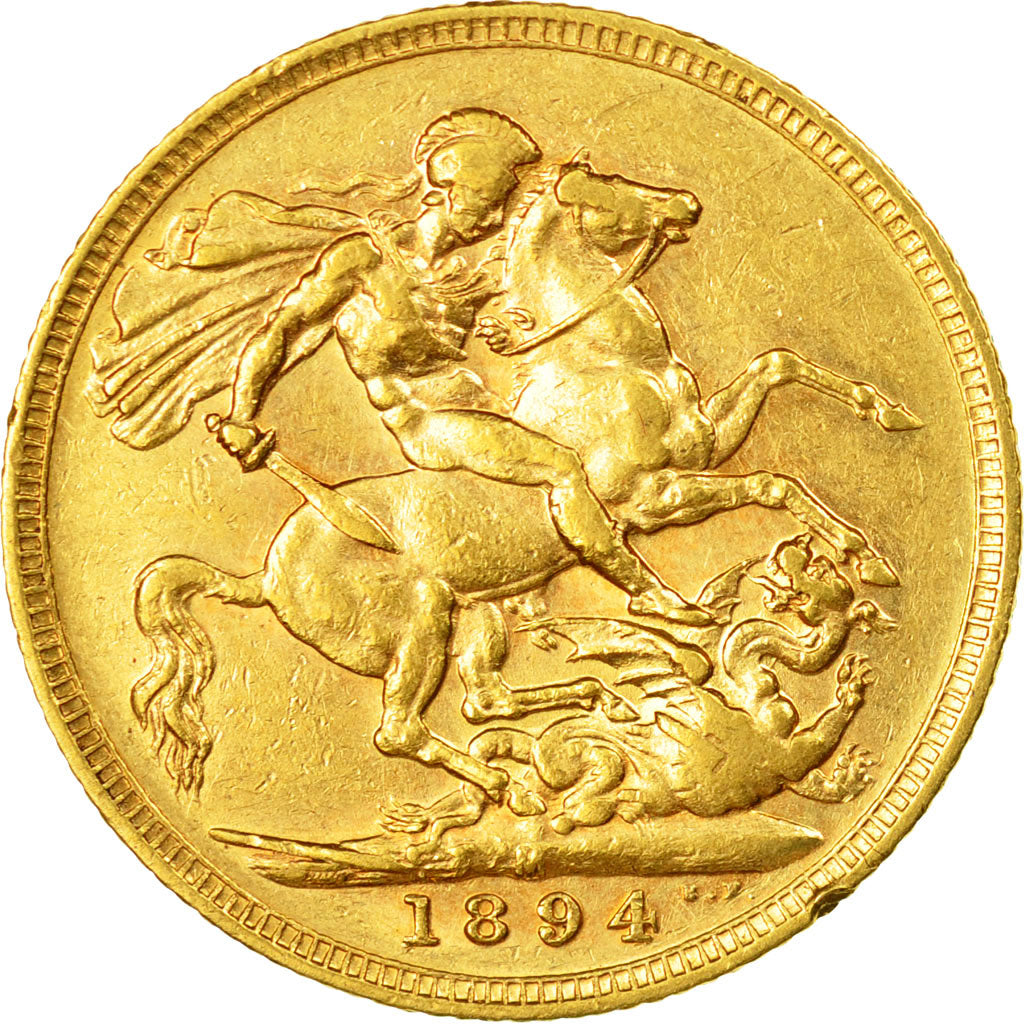 Moneda, Australia, Victoria, Sovereign, 1894, Melbourne, MBC+, Oro, KM:13