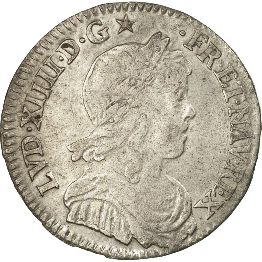 Monnaie, France, Louis XIV, 1/12 Écu à la mèche longue, 1654, Rouen, Argent