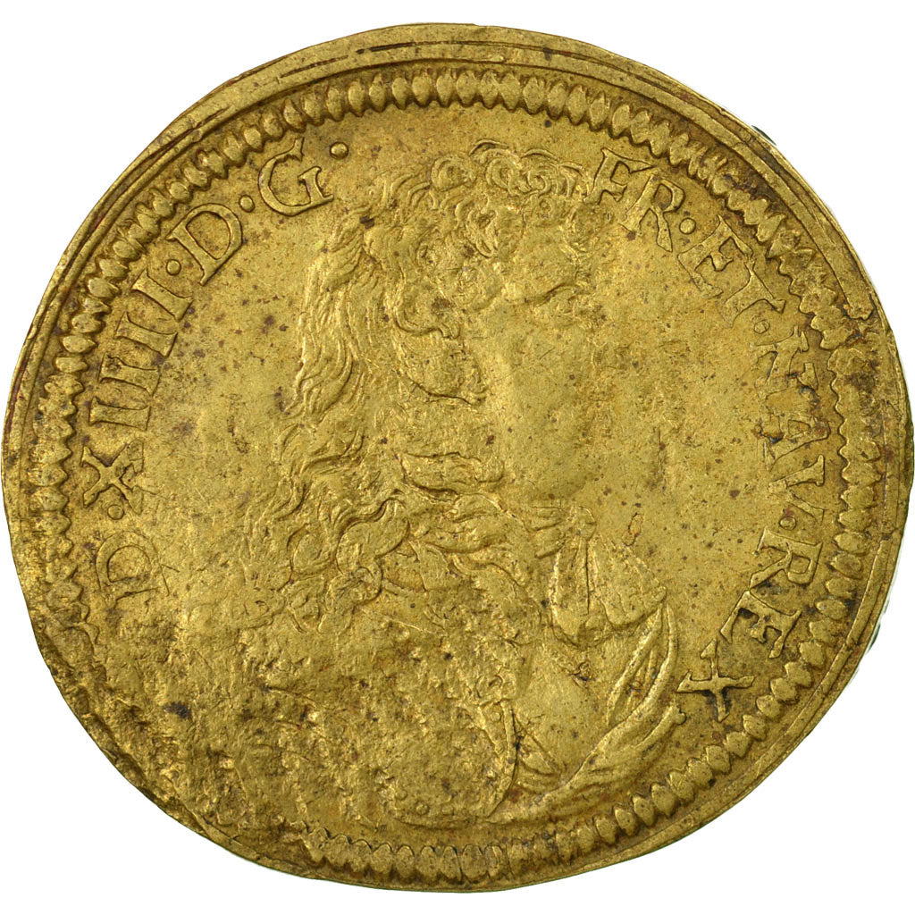 France, Token, Louis XIV, Bâtiments du roi, 1676, Nuremberg, VF(20-25), Brass