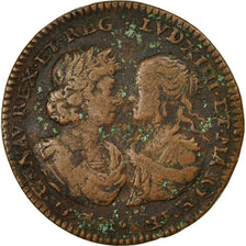 Francia, Token, Louis XIV et Marie-Thérèse, Mariage, 1660, BC+, Cobre