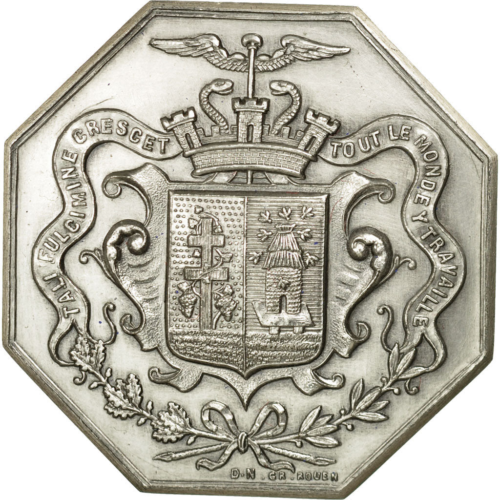 France, Token, Chambre de Commerce d'Elbeuf, 1862, MS(65-70), Silver