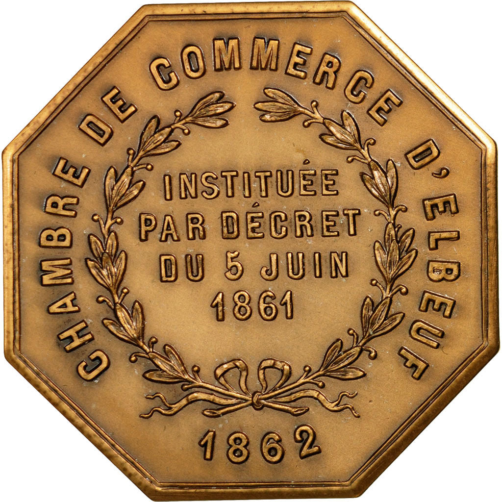 Francia, Token, Chambre de Commerce d'Elbeuf, 1862, FDC, Bronce