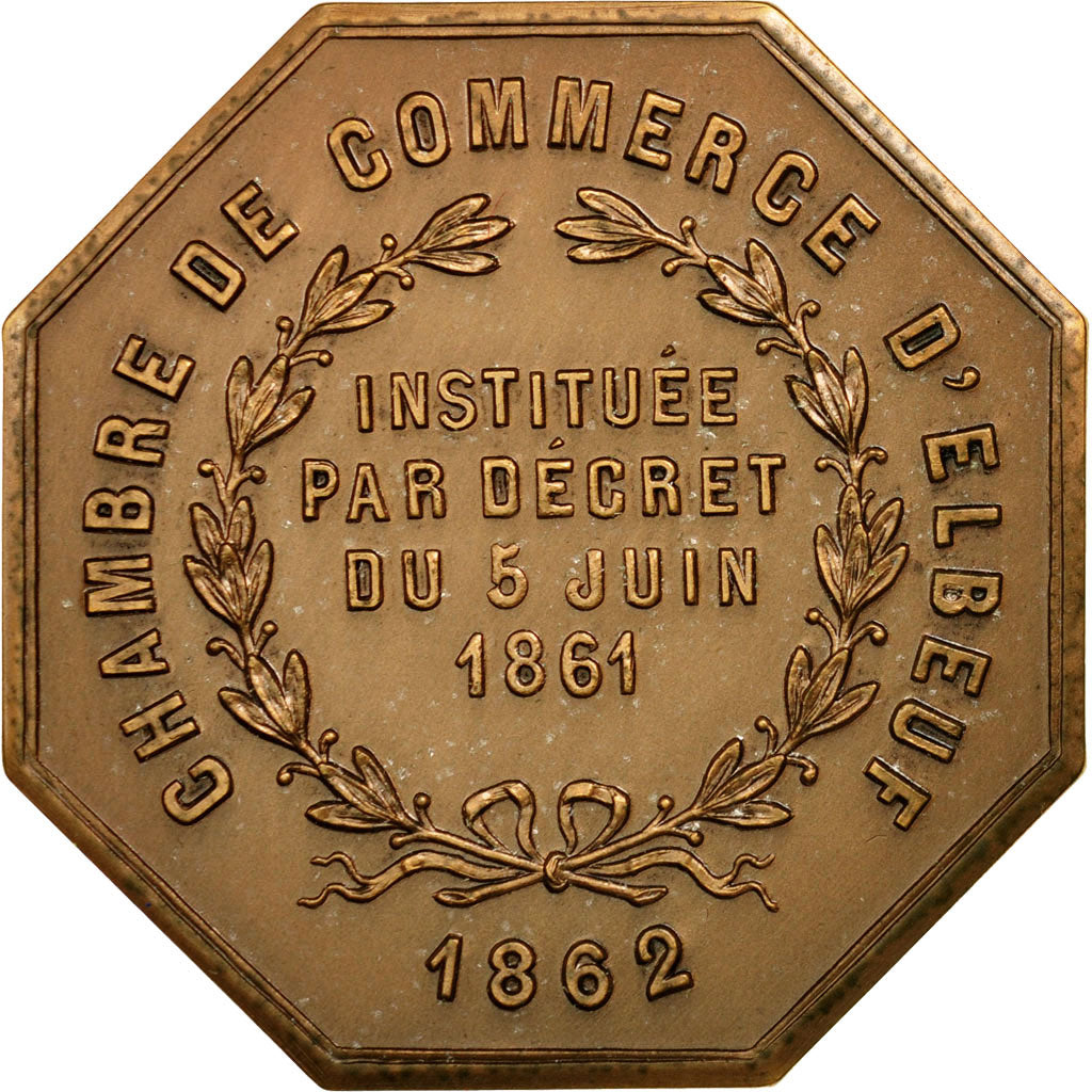 France, Token, Chambre de Commerce d'Elbeuf, 1862, MS(65-70), Bronze