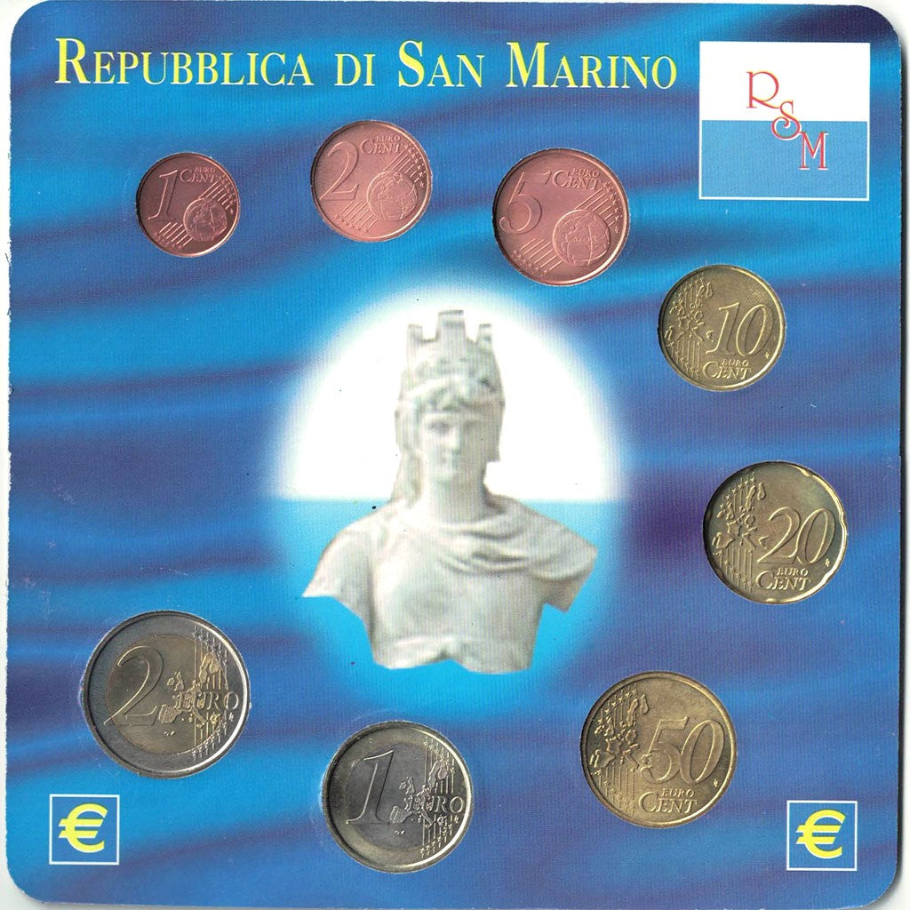 San Marino, Set, 1 Cent to 2 Euro, 2006-2007, Bi-Metallic