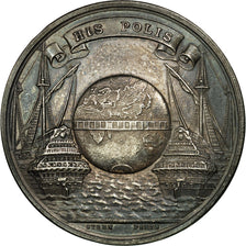 France, Token, Assurances Maritimes, Les Deux Pôles, 1865, MS(60-62), Silver