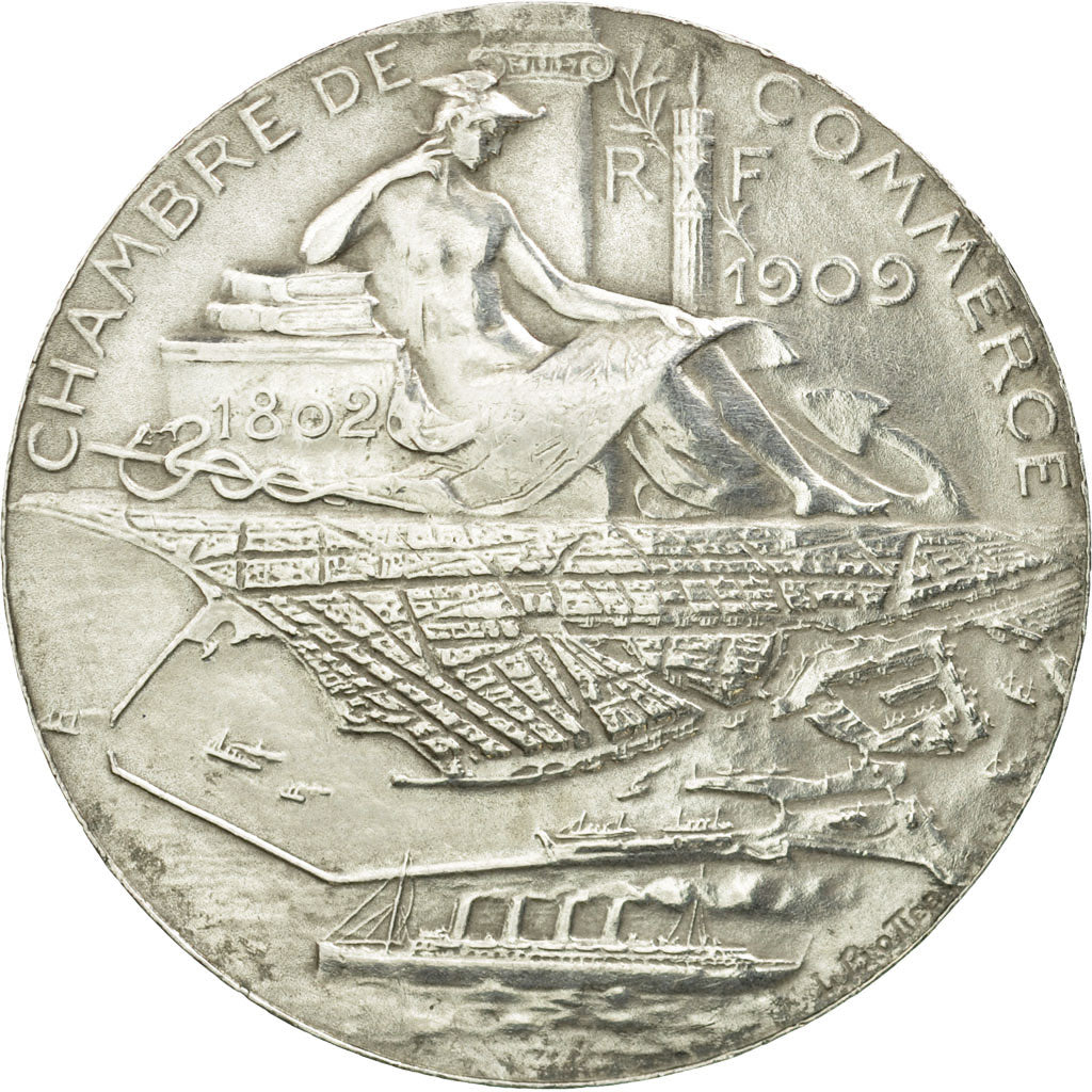 Frankreich, Token, Chambre de Commerce du Havre, 1909, Bottée, VZ, Silber