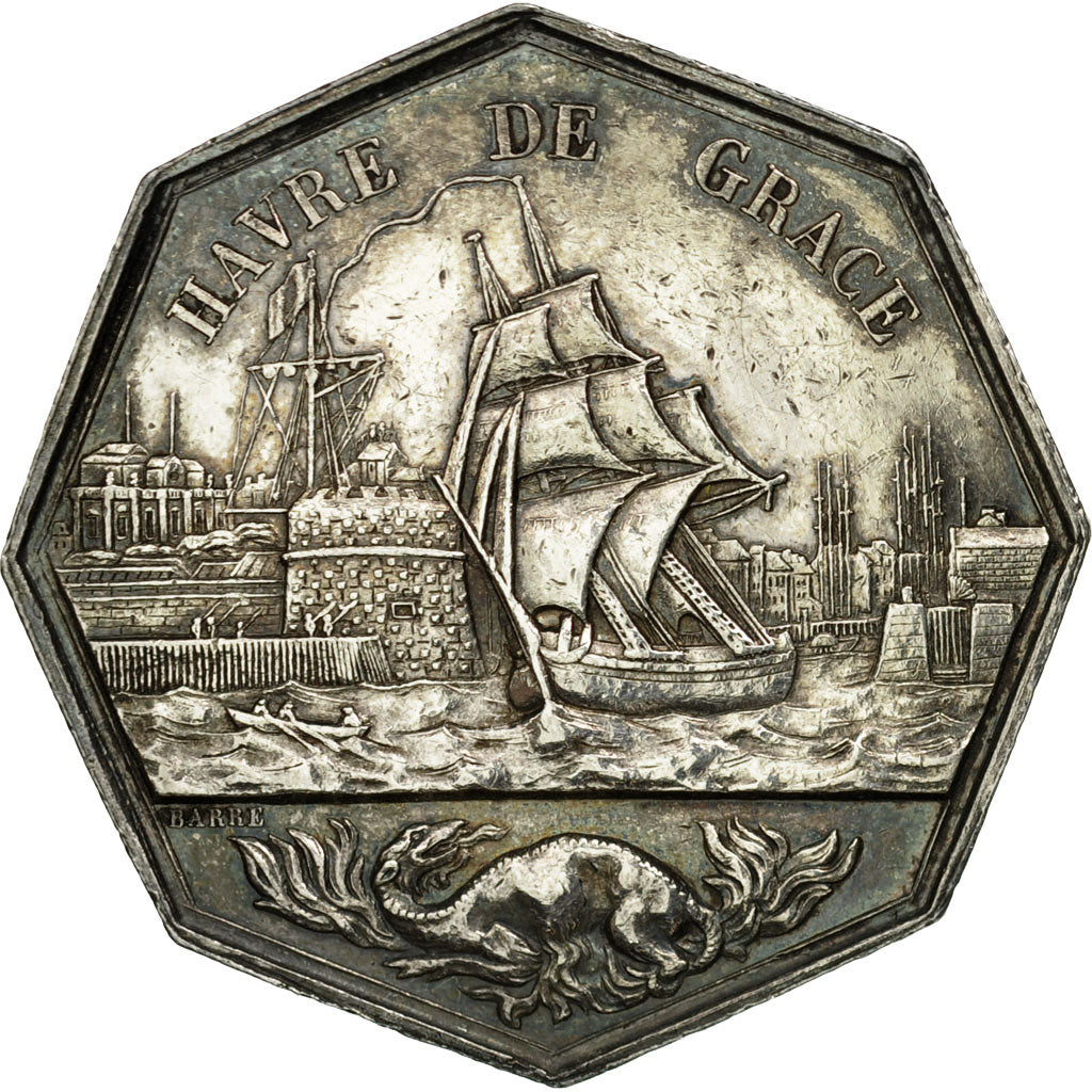 France, Token, Chambre de Commerce du Havre, Barre, AU(55-58), Silver