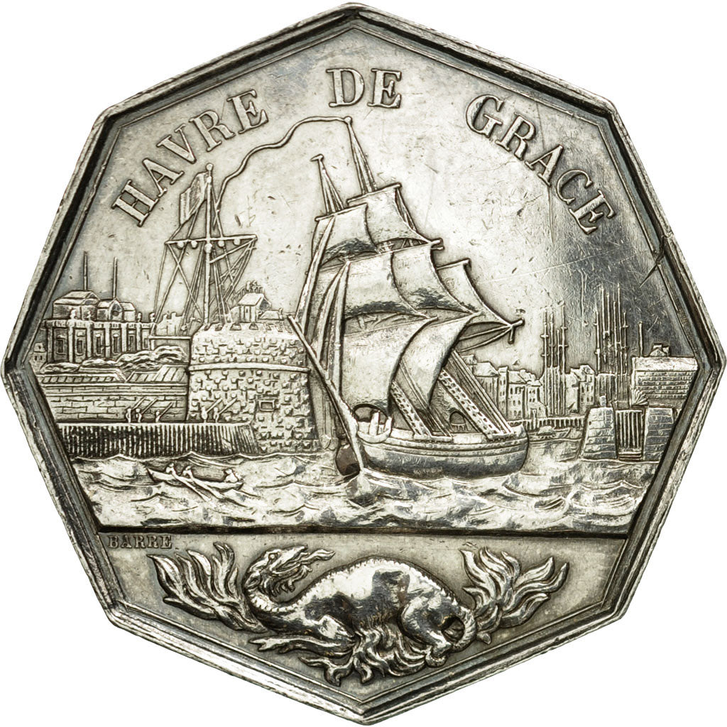 France, Jeton, Chambre de Commerce du Havre, Barre, SUP, Argent