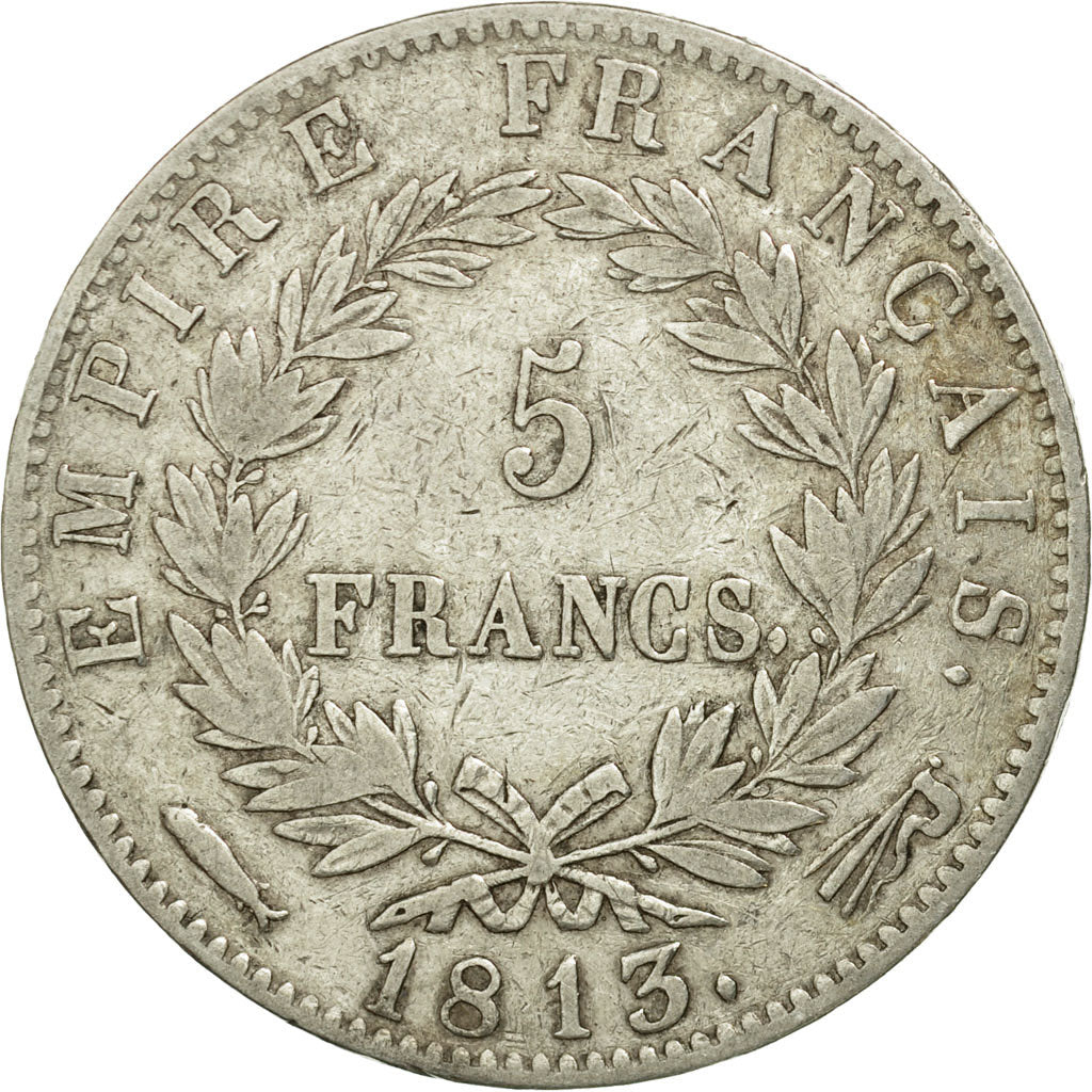 Coin, France, Napoléon I, 5 Francs, 1813, Utrecht, VF(30-35), Silver