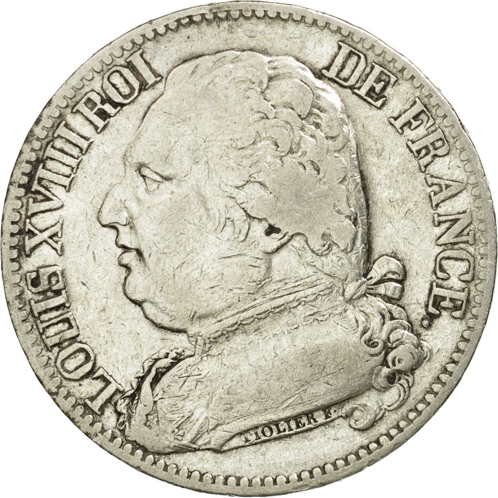 Coin, France, Louis XVIII, 5 Francs, 1814, Bordeaux, VF(30-35), Silver
