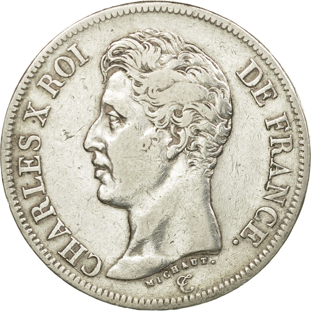 Münze, Frankreich, Charles X, 5 Francs, 1826, Strasbourg, S+, Silber, KM:720.3
