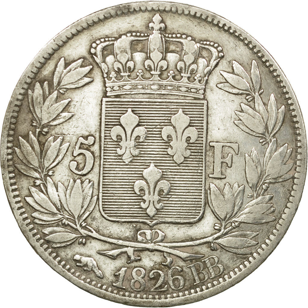 Münze, Frankreich, Charles X, 5 Francs, 1826, Strasbourg, S+, Silber, KM:720.3