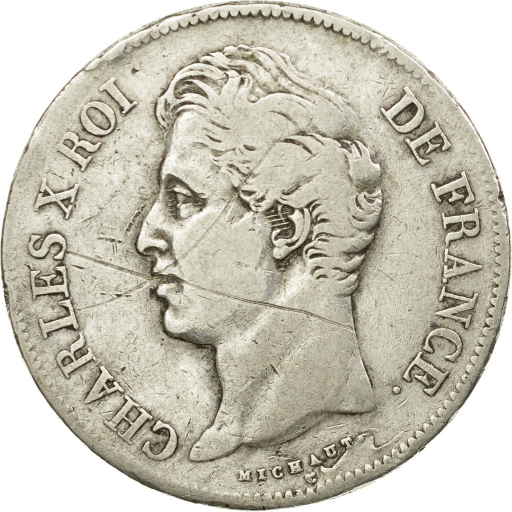 Münze, Frankreich, Charles X, 5 Francs, 1828, La Rochelle, S, Silber, KM:728.5