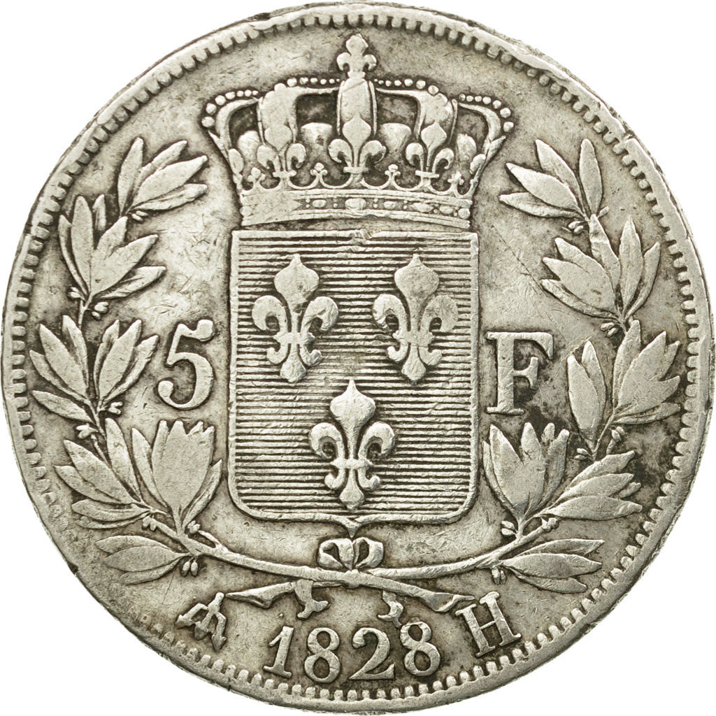 Münze, Frankreich, Charles X, 5 Francs, 1828, La Rochelle, S, Silber, KM:728.5